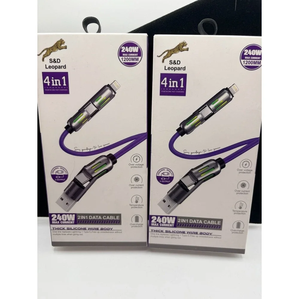 S&D Leopard 4 in 1 Blue Fast Charging Cable (2 boxes) Cables